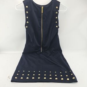 Michael Kors Navy Mini Dress with Gold Stud Detailing